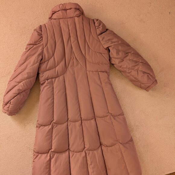 Vintage J.Gallery Duck Down 1980s Dusty Rose Long Puffer Winter Coat - Women's M - Picture 4 of 16